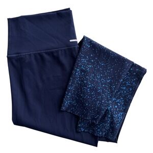 Aerie Chill Play Move Women's XL Navy Blue Metallic Stars High Rise 7/8 Leggings